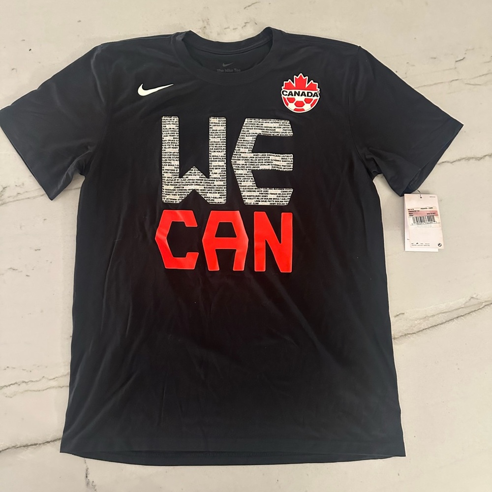 Nike Dri Fit "We Can" 2021 Canada Soccer World Cup T-Shirt NWT Large